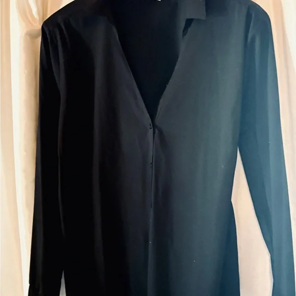 Modern Classic H&M Black N-Neck Stretch Button Down Career Shirt XXL (2X, XXL) - Picture 7 of 11